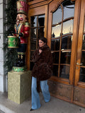 Fran Leo Faux Fur Jacket - Brown Leopard