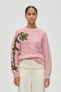 Crewneck Motif Sweater - Light Pink