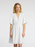 Dahlia Ss Short Broderi Dress Noos - Bright White