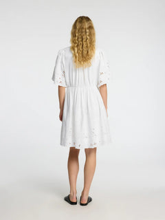 Dahlia Ss Short Broderi Dress Noos - Bright White