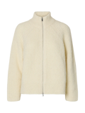 Anjuli Ls Knit Zip Cardigan - Snow White Melange