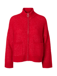Sia Ras Ls Knit Zipper Cardigan Noos - Equestrian Red