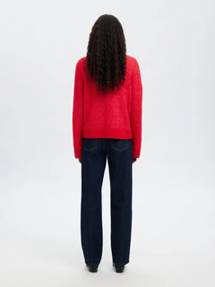 Sia Ras Ls Knit Zipper Cardigan Noos - Equestrian Red