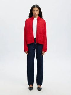 Sia Ras Ls Knit Zipper Cardigan Noos - Equestrian Red