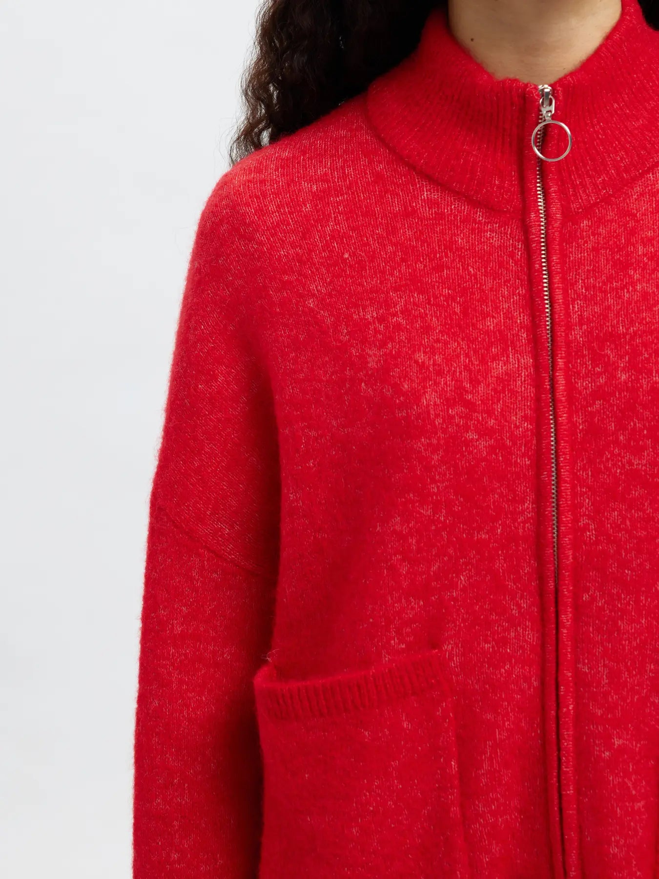 Sia Ras Ls Knit Zipper Cardigan Noos - Equestrian Red