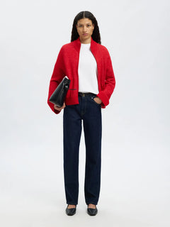 Sia Ras Ls Knit Zipper Cardigan Noos - Equestrian Red