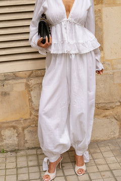 Elea Cotton Voile Pants - White