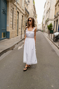 Evelyn Cotton Voile Dress - White