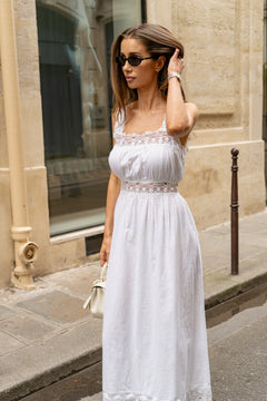 Evelyn Cotton Voile Dress - White