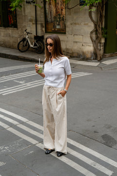 Edel Linen Cotton Polo Tee - White