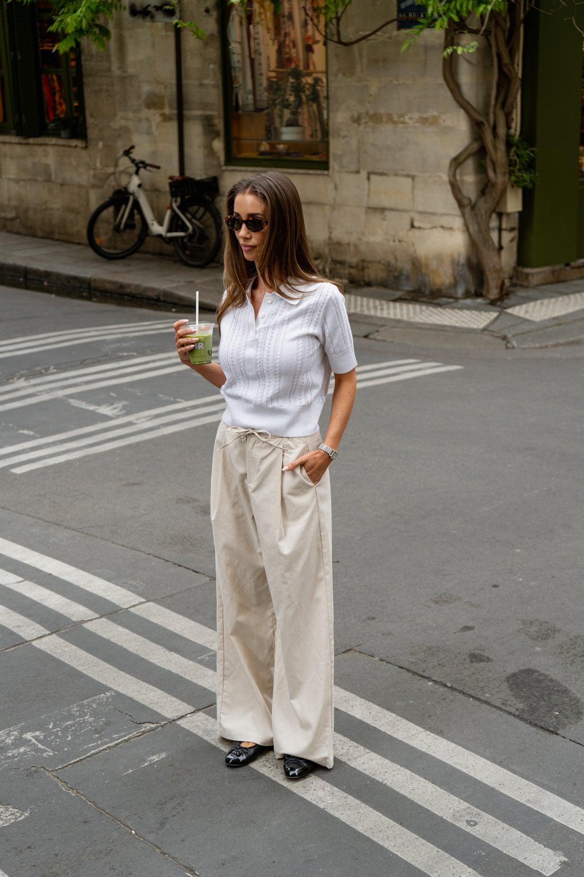 Edel Linen Cotton Polo Tee - White