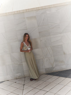 Lilou Satin Maxi Dress - Sage Green