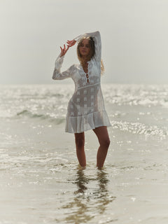 Kiki Crochet Knit Dress - White