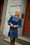 Rira Smock Velour Dress - Blue