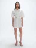 Deconstructed Short Sleeve Dress - Irregular White Stripe