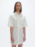 Deconstructed Short Sleeve Dress - Irregular White Stripe