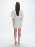 Deconstructed Short Sleeve Dress - Irregular White Stripe
