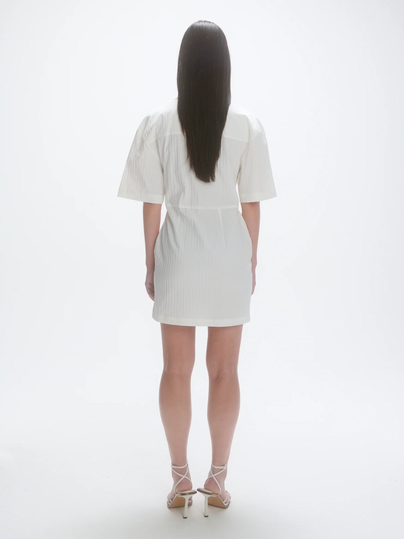Deconstructed Short Sleeve Dress - Irregular White Stripe