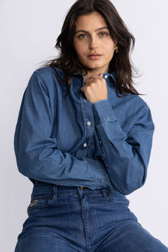 Liv Denim Shirt - Washed Mid Blue