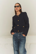 Zoe Pocket Jacket - Navy/White Pinstripe