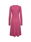 Carmen Rib Long Dress - Rasberry