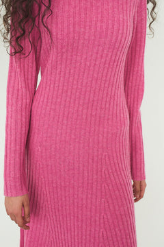 Carmen Rib Long Dress - Rasberry