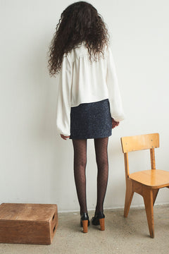 Amalia Skirt - Navy Bouclé Herringbone