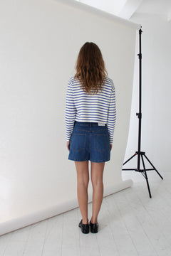 Stacy Blouse - White/Blue Stripe