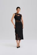 Desire Lace Trimmed Cut Out Midi Dress - Black