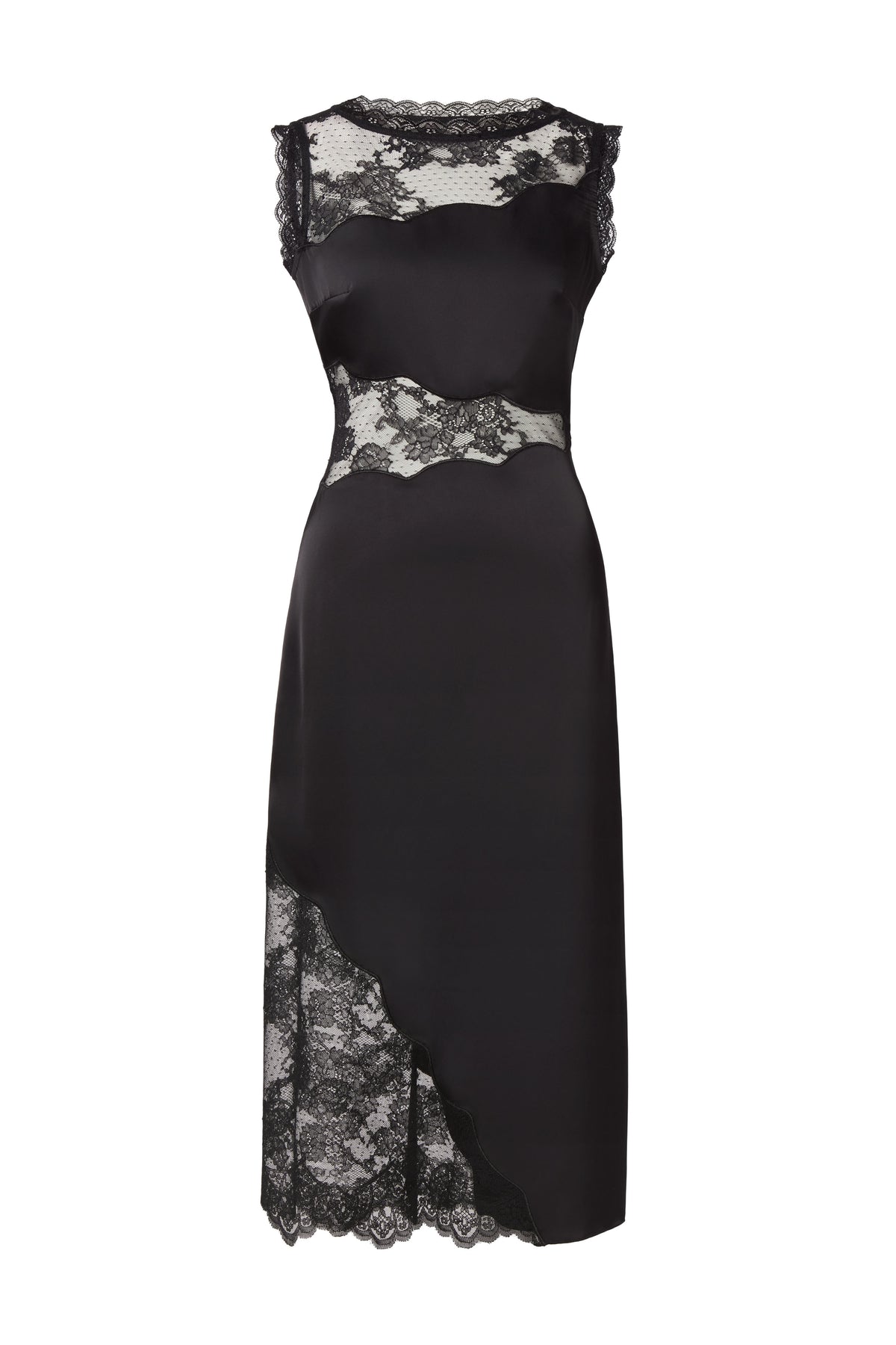Desire Lace Trimmed Cut Out Midi Dress - Black