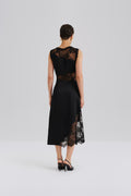 Desire Lace Trimmed Cut Out Midi Dress - Black