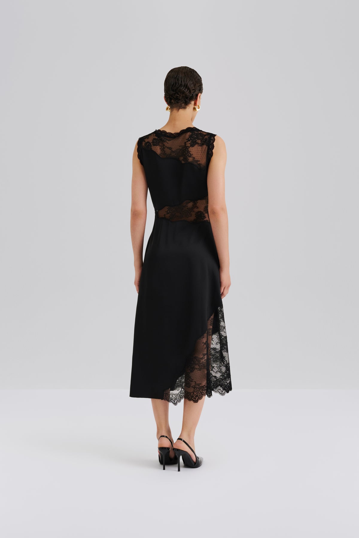Desire Lace Trimmed Cut Out Midi Dress - Black