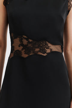 Desire Lace Trimmed Cut Out Midi Dress - Black
