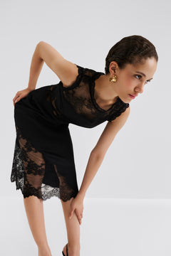 Desire Lace Trimmed Cut Out Midi Dress - Black