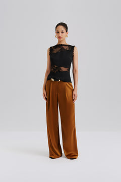 Desire Lace Trimmed Cut Out Top - Black