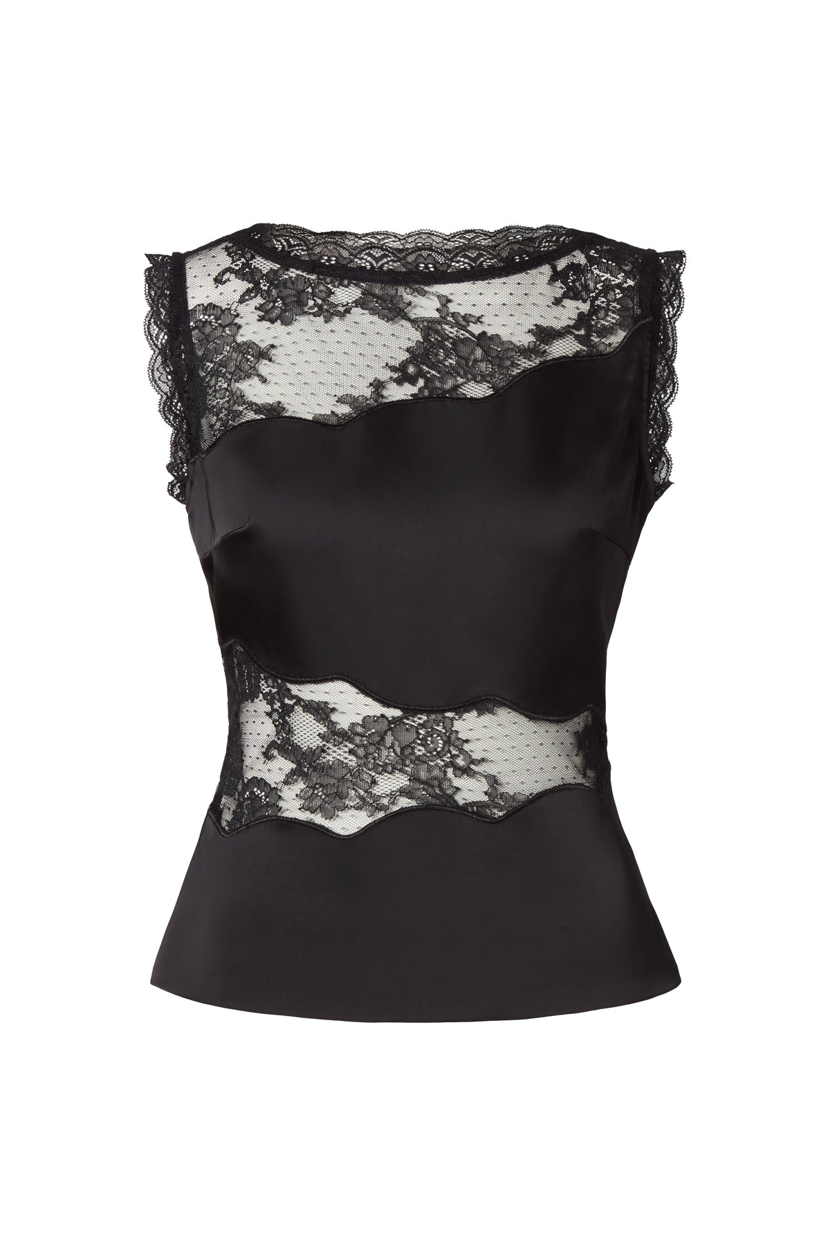 Desire Lace Trimmed Cut Out Top - Black