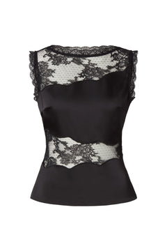 Desire Lace Trimmed Cut Out Top - Black