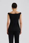 Diora Half Off Shoulder Top - Black