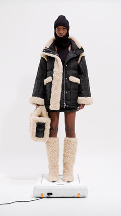 Dorothy Puffer Coat - Black/Natural White