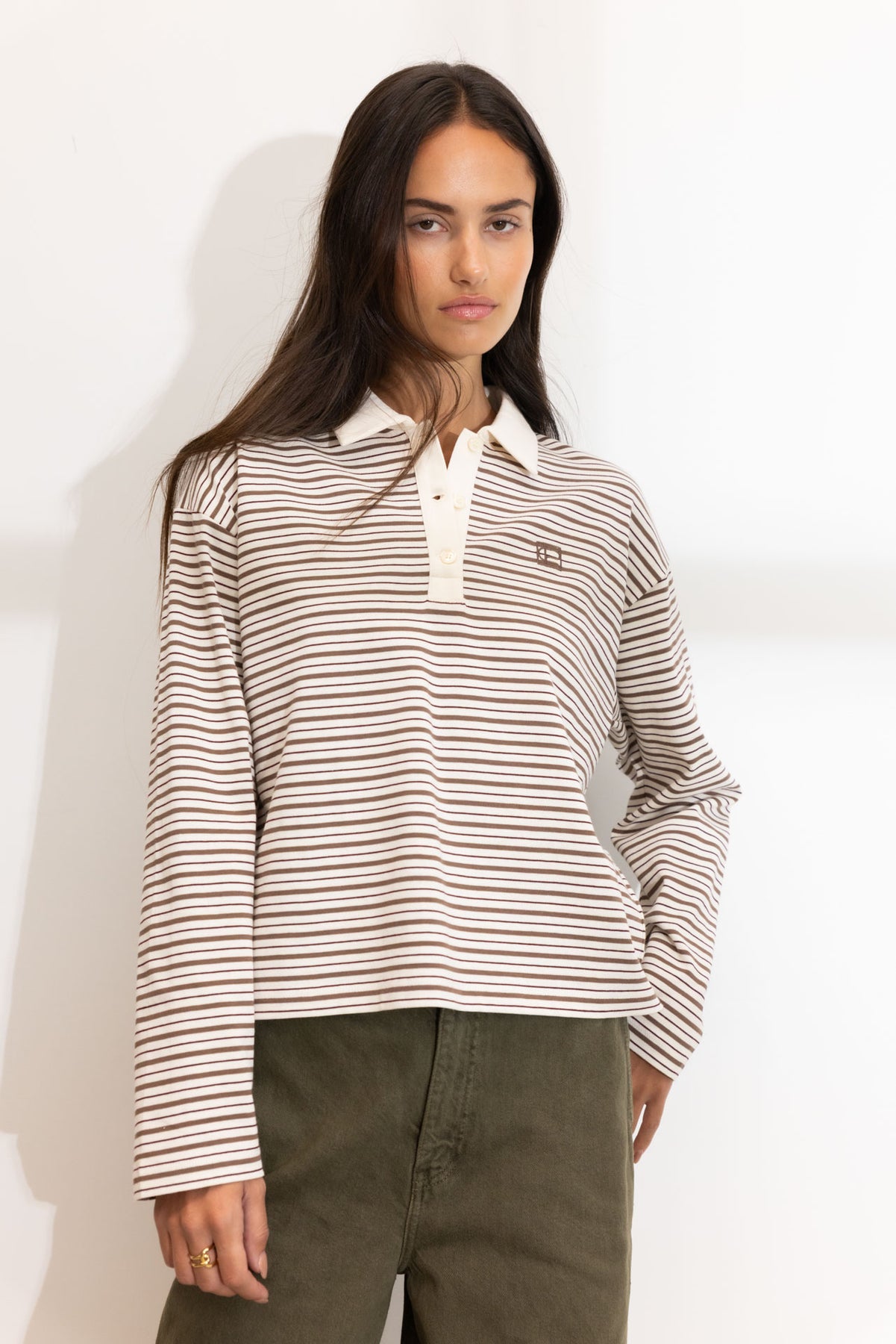 Elmer Polo Shirt - Brown Stripe