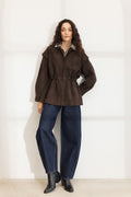 Winnie Leather Jacket - Dark Brown Suede