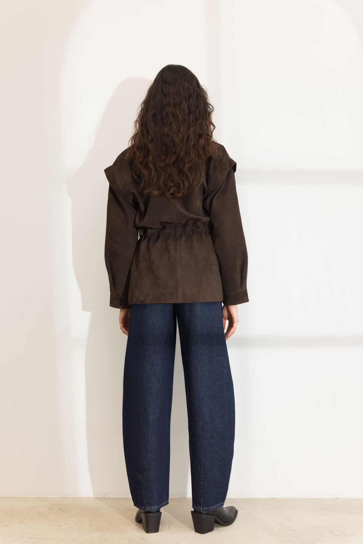 Winnie Leather Jacket - Dark Brown Suede