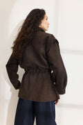 Winnie Leather Jacket - Dark Brown Suede