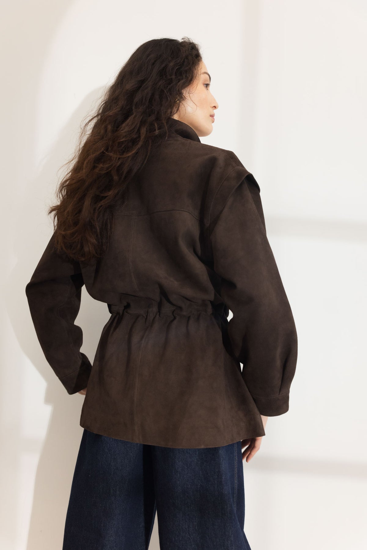 Winnie Leather Jacket - Dark Brown Suede