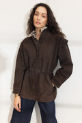 Winnie Leather Jacket - Dark Brown Suede