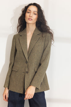Brook Houndstooth Blazer - Green Houndstooth