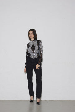 Backstage Top -  Black/Silver