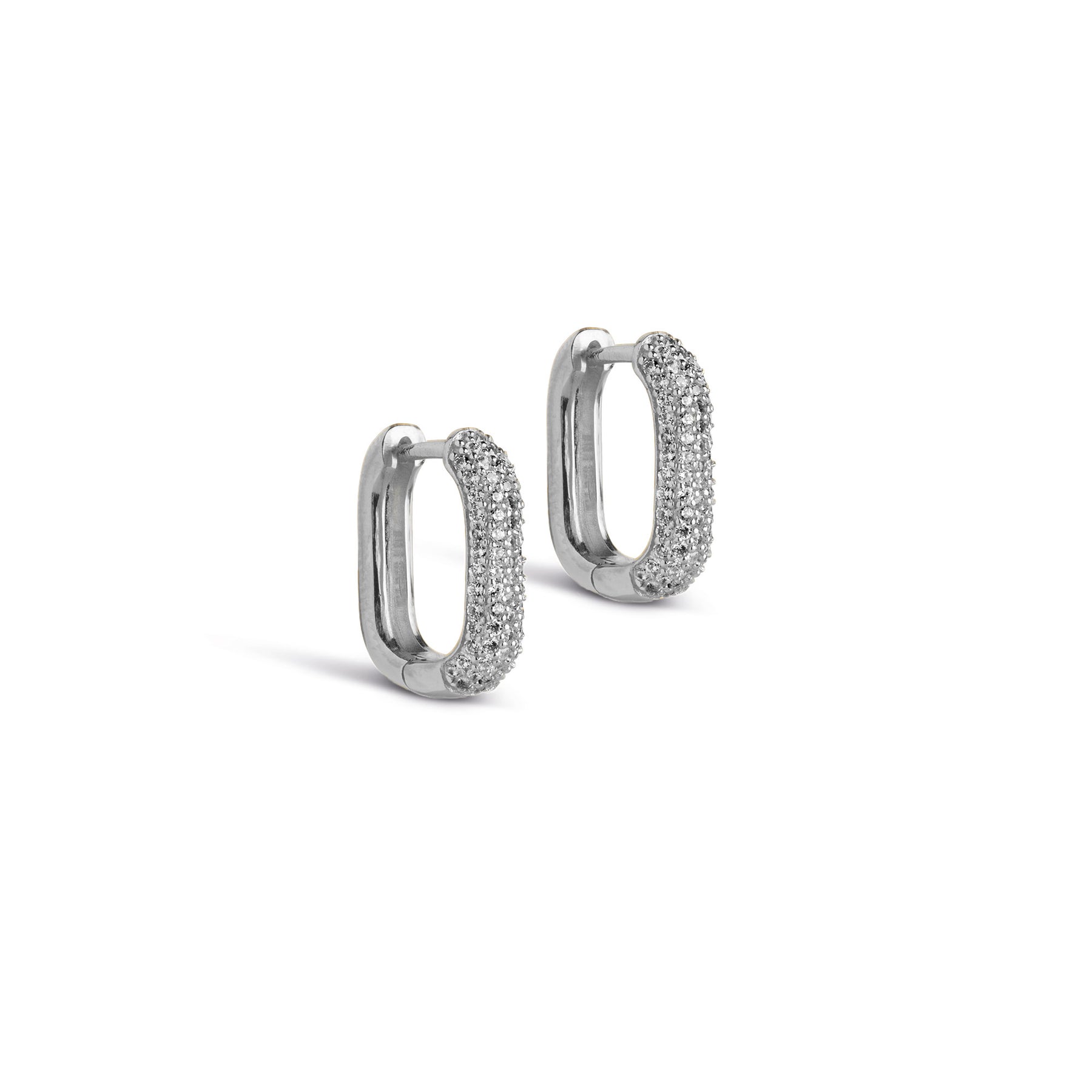 Sparkling Square Hoops - Silver