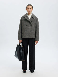 Alma Boucle Wool Blend Jacket - Medium Grey Melange
