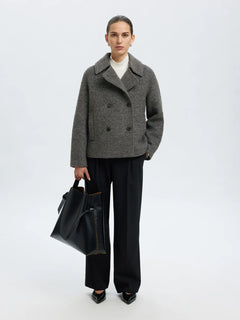 Alma Boucle Wool Blend Jacket - Medium Grey Melange